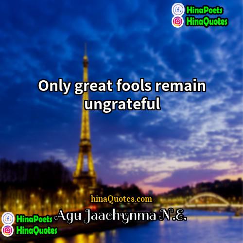Agu Jaachynma NE Quotes | Only great fools remain ungrateful.
  